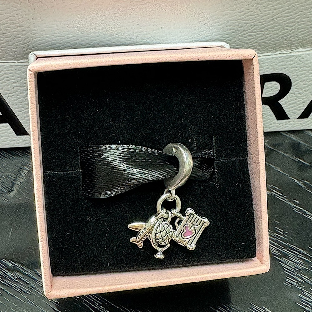 Authentic Pandora Airplane, Globe and Suitcase Dangle Travel Charm